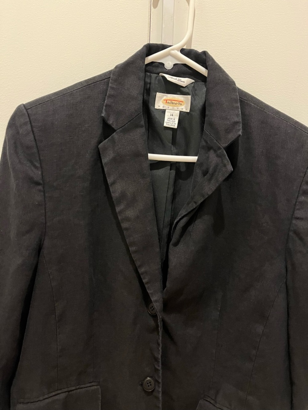 Talbots Petites Black Tailored Blazer Jacket 100% Irish linen gently worn
